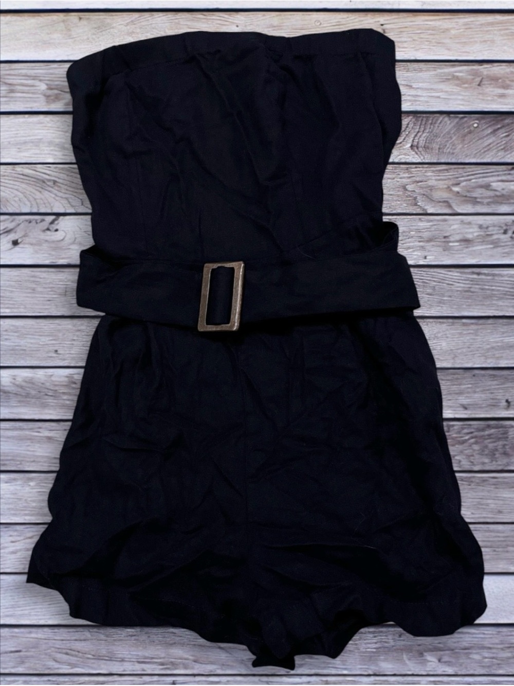 Monteau Los Angeles Strapless Black Belted Romper xs